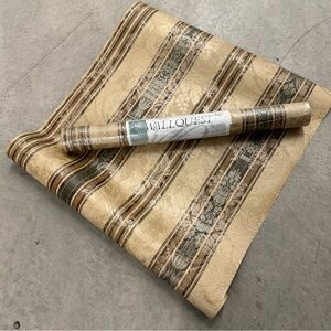 2 Rolls - Damask Stripe Wallpaper In Green, Gold, and Brown by Wallquest